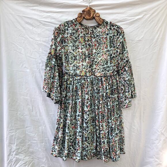 Anthropologie Bhanuni Jyoti Dress Bell Sleeve A Line Floral Embroidered Boho 4 - Picture 2 of 12